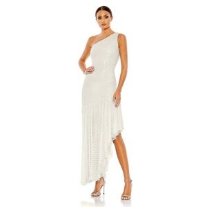 ONE SHOULDER ASYMMETRICAL HEM DRESS